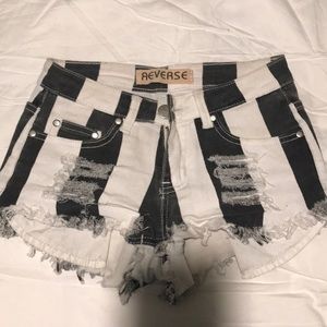 White and black stripe shorts